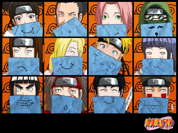 Anime picture 1024x768 with naruto studio pierrot naruto (series) uzumaki naruto hyuuga hinata haruno sakura yamanaka ino nara shikamaru sai hyuuga neji tenten rock lee inuzuka kiba aburame shino akimichi chouji dannex009 fringe black hair blonde hair brown hair