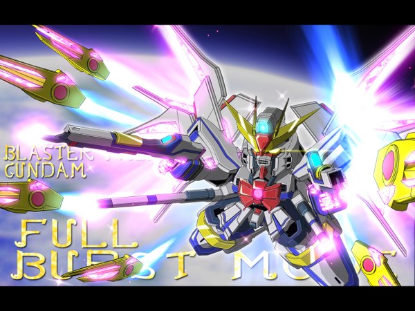 Anime picture 1280x960 with mobile suit gundam mahou shoujo lyrical nanoha gundam seed destiny gundam seed sd gundam sunrise (studio) asano yumemare crossover beam rifle girl gun strike freedom gundam strike freedom gundam full burst