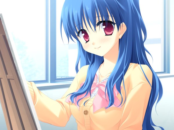 Anime picture 1200x900 with fairy life (game) red eyes blue hair game cg painting girl