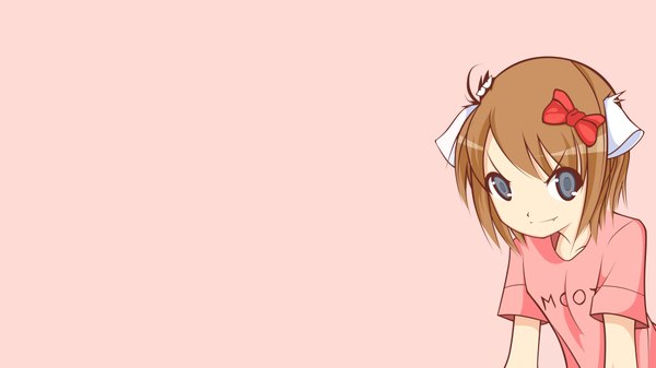 Anime picture 4000x2250 with 4chan highres short hair blue eyes simple background brown hair wide image animal ears absurdres girl bow hair bow