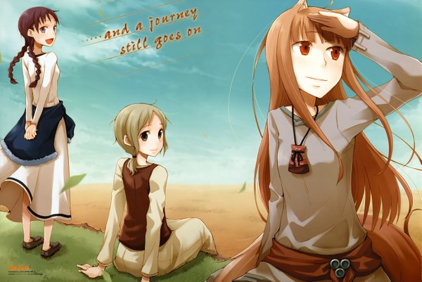 Anime picture 6121x4099 with spice and wolf horo nora arento chloe (spice and wolf) ayakura juu highres