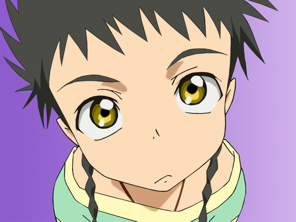 Anime picture 1600x1200 with mai hime sunrise (studio) minagi mikoto single long hair looking at viewer black hair yellow eyes braid (braids) twin braids close-up face vector screencap redraw girl