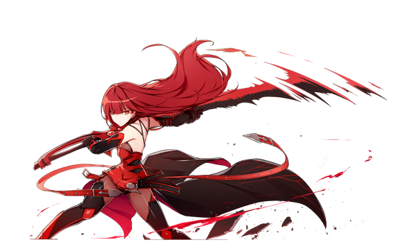 Anime picture 1280x766 with elsword elesis (elsword) crimson avenger (elsword) ress single long hair fringe red eyes wide image standing holding red hair official art transparent background expressionless fighting stance thighhighs dress gloves weapon