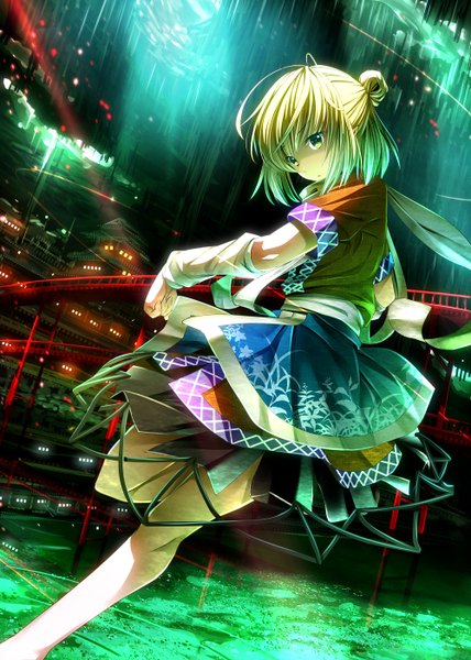 Anime picture 1000x1402 with touhou mizuhashi parsee ryosios single tall image looking at viewer short hair blonde hair green eyes half updo girl dress