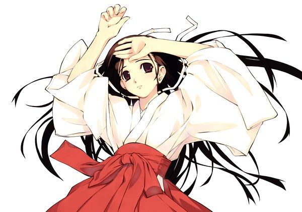 Anime picture 2000x1400 with murakami suigun highres white background japanese clothes miko