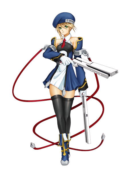Anime picture 2747x3500 with blazblue noel vermillion single tall image highres short hair blonde hair green eyes transparent background girl thighhighs weapon black thighhighs detached sleeves boots gun beret