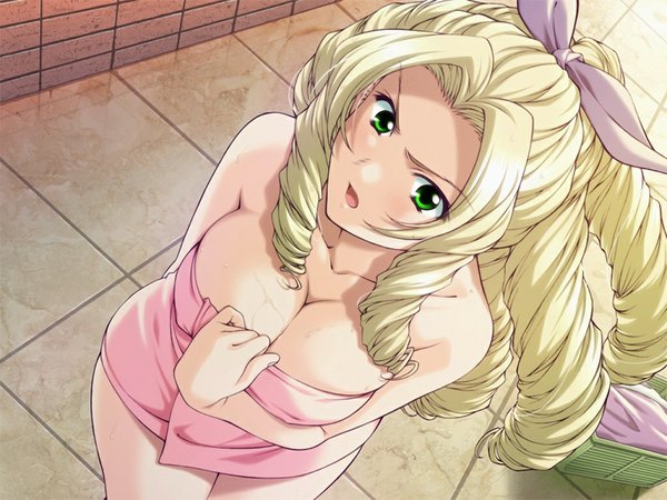 Anime picture 1024x768 with yakin byoutou yakin byoutou san kuujou sakurako light erotic blonde hair green eyes game cg girl