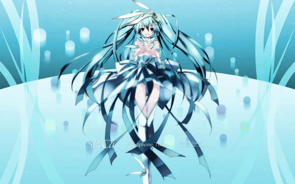 Anime picture 1920x1200 with vocaloid hatsune miku refeia highres wide image blue background girl