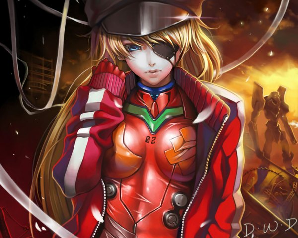 Anime picture 1300x1040 with neon genesis evangelion rebuild of evangelion evangelion: 2.0 you can (not) advance evangelion: 3.0 you can (not) redo gainax soryu asuka langley dantewontdie single long hair looking at viewer fringe blue eyes blonde hair signed lips inscription girl ribbon (ribbons) petals jacket