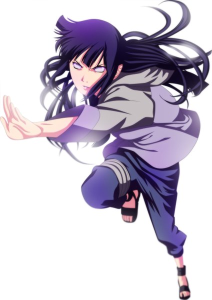 Anime picture 985x1395 with naruto studio pierrot naruto (series) hyuuga hinata eroishi single long hair tall image simple background white background purple hair pink eyes coloring girl vest