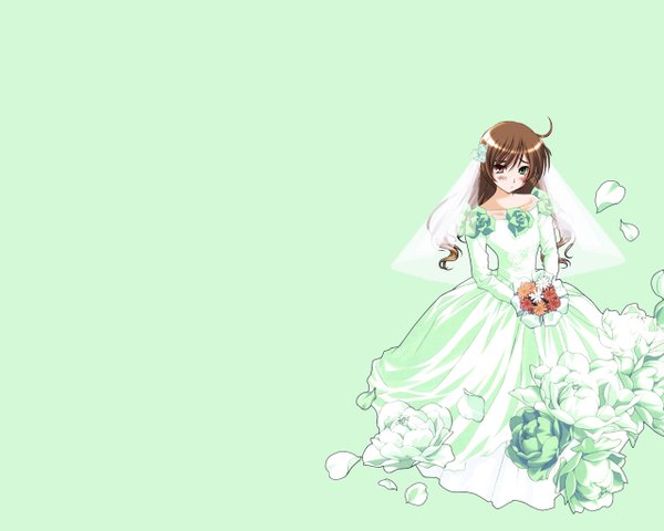 Anime picture 1280x1024 with rozen maiden suiseiseki green background wedding girl