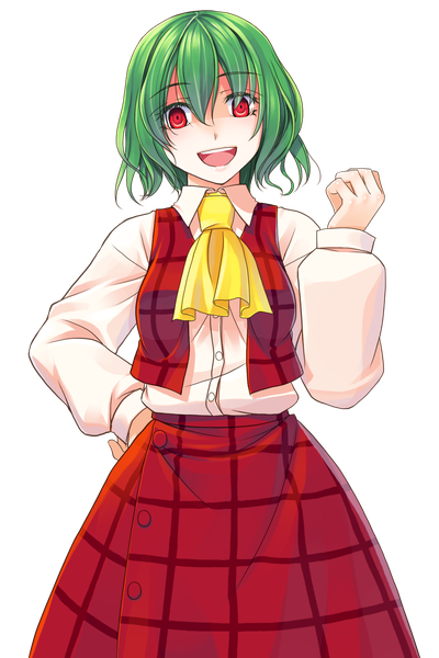 Anime picture 1000x1500 with touhou kazami yuuka crote single tall image short hair open mouth red eyes green hair transparent background girl dress skirt skirt set