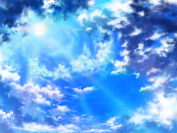Anime picture 2000x1500 with original iy (tsujiki) highres sky cloud (clouds) sunlight landscape
