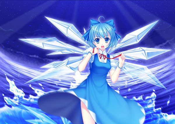 Anime picture 1600x1137 with touhou cirno short hair blue eyes blue hair girl wings