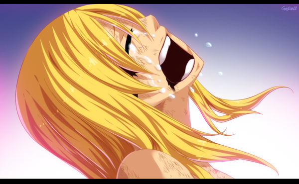 Anime picture 1200x740 with fairy tail lucy heartfilia tongasart single long hair blonde hair wide image eyes closed profile tears gradient background coloring letterboxed close-up face crying girl blood