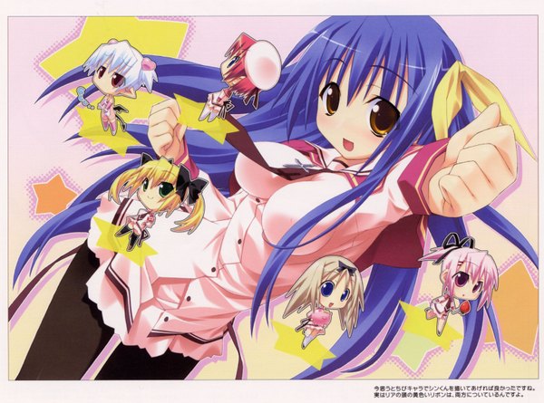 Anime picture 3095x2298 with twinkle crusaders misa brigitta cristelis amyrina kujou ria yuugiri nanaka sally-chan highres serafuku tagme