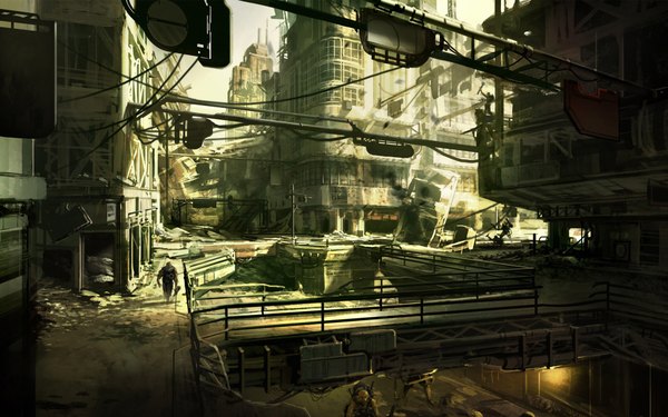 Anime picture 1920x1200 with rage (game) nicolas bouvier (sparth) highres wide image city cityscape ruins ambiguous gender building (buildings)