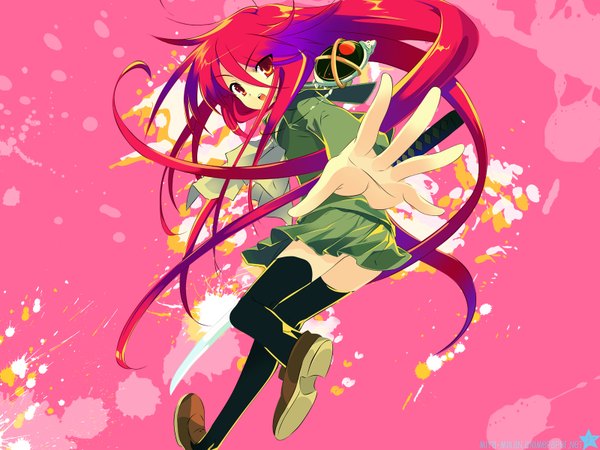 Anime picture 1600x1200 with shakugan no shana j.c. staff shana pink background tagme