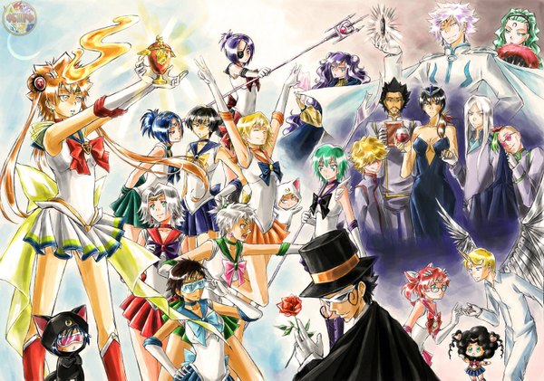 Anime picture 1486x1043 with bishoujo senshi sailor moon katekyou hitman reborn toei animation sawada tsunayoshi hibari kyouya rokudo mukuro gokudera hayato chrome dokuro yamamoto takeshi superbi squalo reborn xanxus dino cavallone belphegor (khr) byakuran lambo fran (khr) sasagawa ryohei lussuria leviathan (khr)