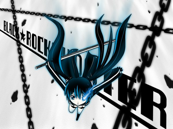 Anime picture 1024x768 with black rock shooter black rock shooter (character) sword tagme
