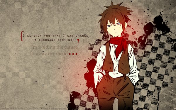 Anime picture 1440x900 with d.gray-man allen walker blue eyes brown hair wide image