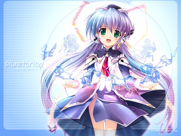 Anime picture 1024x768 with planetarian hoshino yumemi long hair twintails constellation girl star (stars) tagme