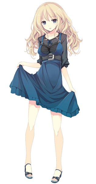 Anime picture 525x1000 with original mikoto akemi single long hair tall image looking at viewer blue eyes simple background blonde hair white background girl dress