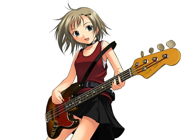 Anime picture 1024x768 with honda naoki white background third-party edit extended guitar bass guitar tagme