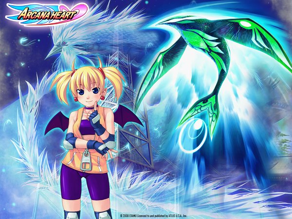 Anime picture 1024x768 with arcana heart lilica felchenerow official art wallpaper demon girl girl earrings jewelry
