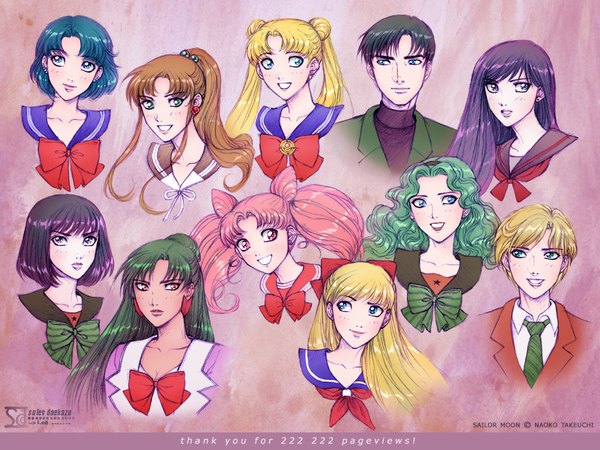 Anime picture 1024x768 with bishoujo senshi sailor moon toei animation tsukino usagi chibiusa aino minako kino makoto mizuno ami hino rei tomoe hotaru kaiou michiru tenou haruka meiou setsuna chiba mamoru daekazu (artist) long hair short hair blue eyes blonde hair brown hair twintails