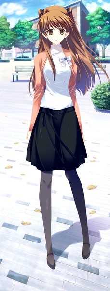 Anime picture 1280x3362 with white album 2 ogiso setsuna single long hair tall image brown hair brown eyes game cg girl skirt