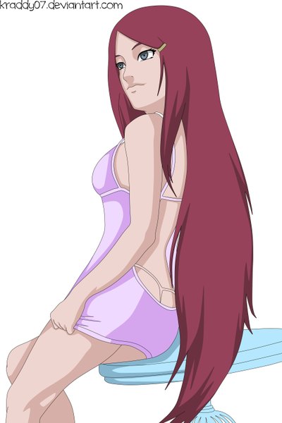 Anime picture 2000x3000 with naruto studio pierrot naruto (series) uzumaki kushina single long hair tall image highres blue eyes simple background white background looking away red hair jinchuriki girl dress hair ornament hairclip