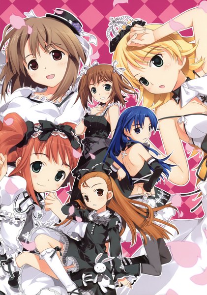 Anime picture 2454x3500 with idolmaster hoshii miki kisaragi chihaya amami haruka minase iori hagiwara yukiho takatsuki yayoi fujima takuya long hair tall image blush highres short hair open mouth blonde hair red eyes brown hair multiple girls brown eyes green eyes