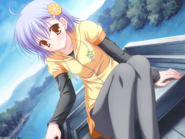 Anime picture 1600x1200 with canvas 3 valentine pink brown eyes game cg purple hair girl