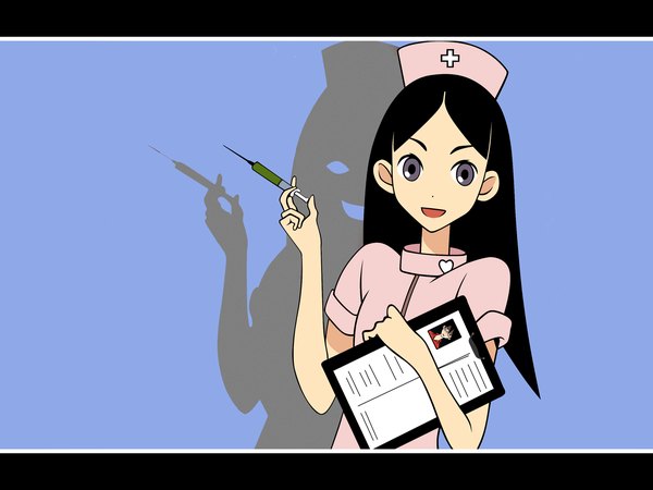 Anime picture 1600x1200 with sayonara zetsubou sensei shaft (studio) kitsu chiri blue background tagme