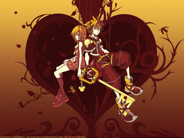 Anime picture 1600x1200 with kingdom hearts square enix brown background swing tagme