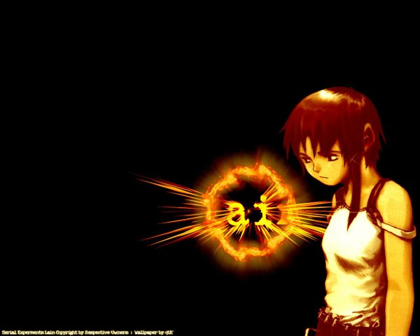 Anime picture 1280x1024 with serial experiments lain abe yoshitoshi black background tagme