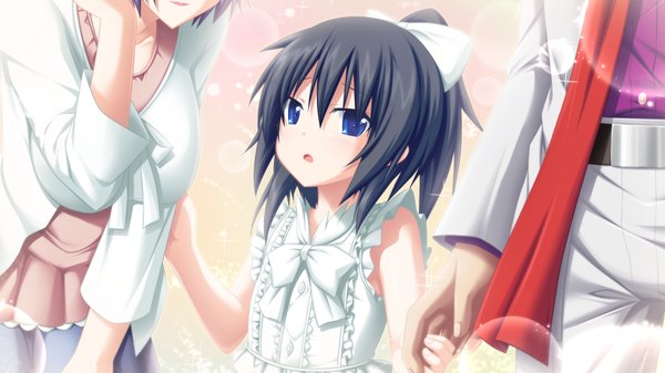 Anime picture 1024x576 with soukoku no arterial short hair blue eyes black hair wide image game cg ponytail loli girl sundress