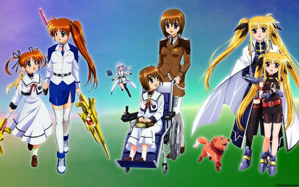 Anime picture 1920x1200 with mahou shoujo lyrical nanoha mahou shoujo lyrical nanoha strikers fate testarossa takamachi nanoha yagami hayate reinforce zwei alph highres wide image girl yuuno