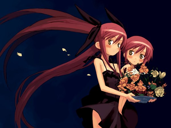 Anime picture 1280x960 with suigetsu kousaka alice kousaka maria kuroboshi kouhaku twins flower (flowers)