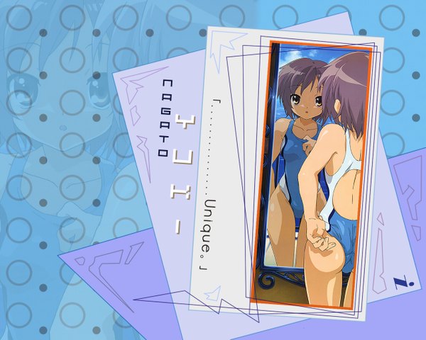Anime picture 1280x1024 with suzumiya haruhi no yuutsu kyoto animation nagato yuki light erotic girl swimsuit