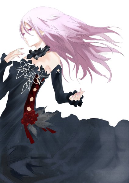 Anime picture 4160x5896 with guilty crown production i.g yuzuriha inori single long hair tall image highres simple background white background bare shoulders pink hair absurdres pink eyes girl dress detached sleeves