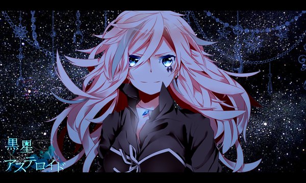 Anime picture 1000x600 with vocaloid megurine luka yunikoniko single long hair looking at viewer fringe smile wide image pink hair aqua eyes alternate costume glowing girl pendant