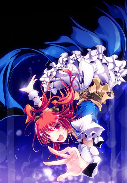 Anime picture 1096x1574 with touhou onozuka komachi single tall image smile red eyes twintails red hair girl dress