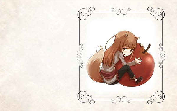 Anime picture 1680x1050 with spice and wolf horo wide image white background apple
