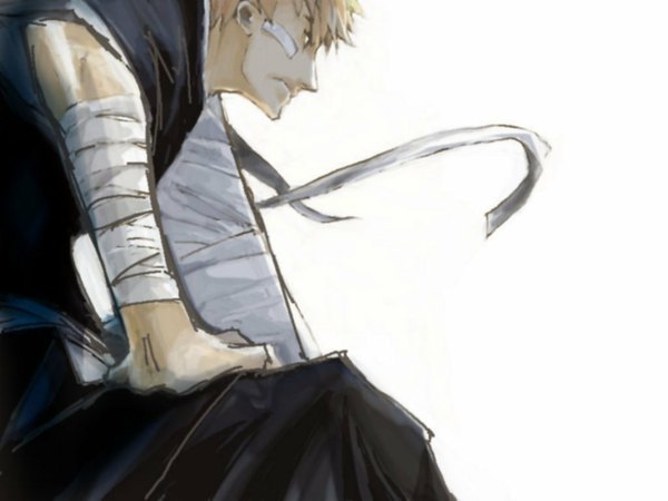 Anime picture 1024x768 with bleach studio pierrot kurosaki ichigo white background boy bandage (bandages)