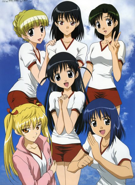 Anime picture 2094x2855 with school rumble sawachika eri tsukamoto tenma tsukamoto yakumo suou mikoto tall image highres uniform gym uniform buruma ichijou karen sara adiemus kanesaki takaomi