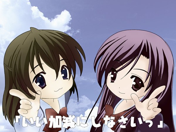 Anime picture 1024x768 with school days katsura kotonoha saionji sekai chibi tagme