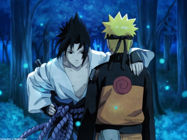 Anime picture 1600x1200 with naruto studio pierrot naruto (series) uzumaki naruto uchiha sasuke jinchuriki