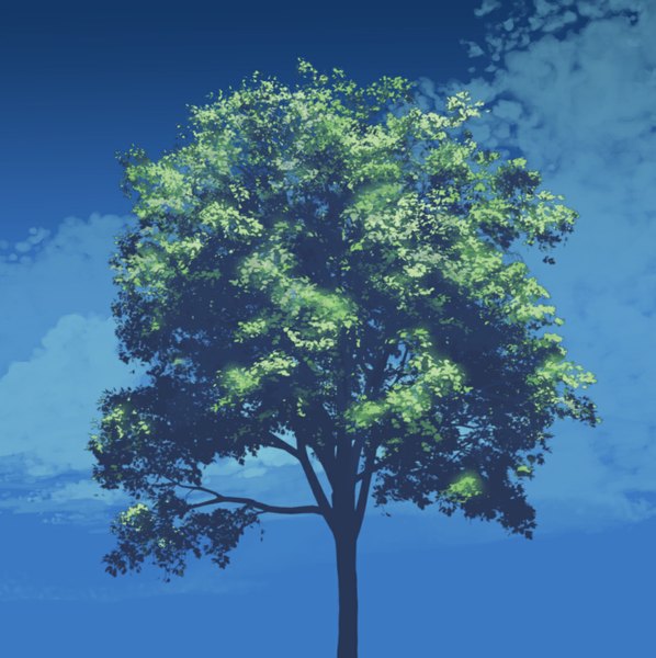 Anime picture 1066x1070 with original hatsuame syoka tall image sky cloud (clouds) no people landscape nature plant (plants) tree (trees) leaf (leaves)